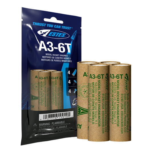 Estes A3-6T Mini 13mm Model Rocket Engines 4 Pack