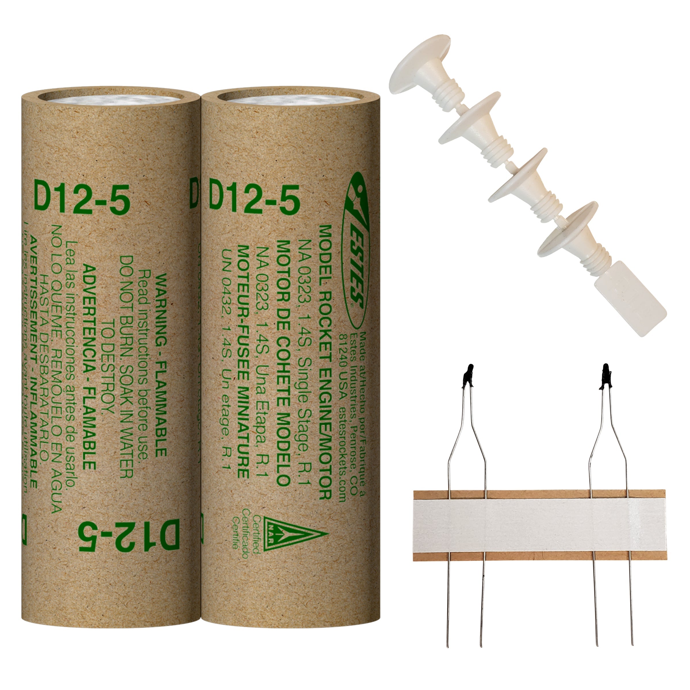 Estes D12-5 Rocket Engines with Plugs and Ignitors
