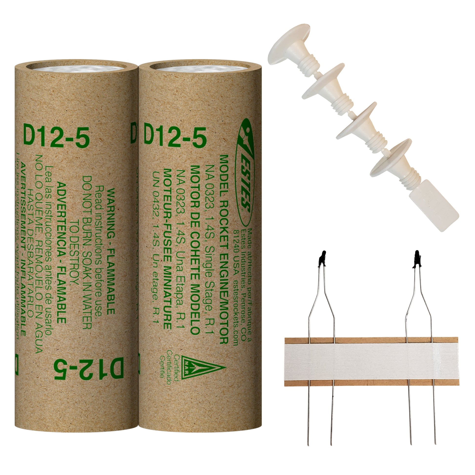 Estes D12-5 Rocket Engines with Plugs and Ignitors