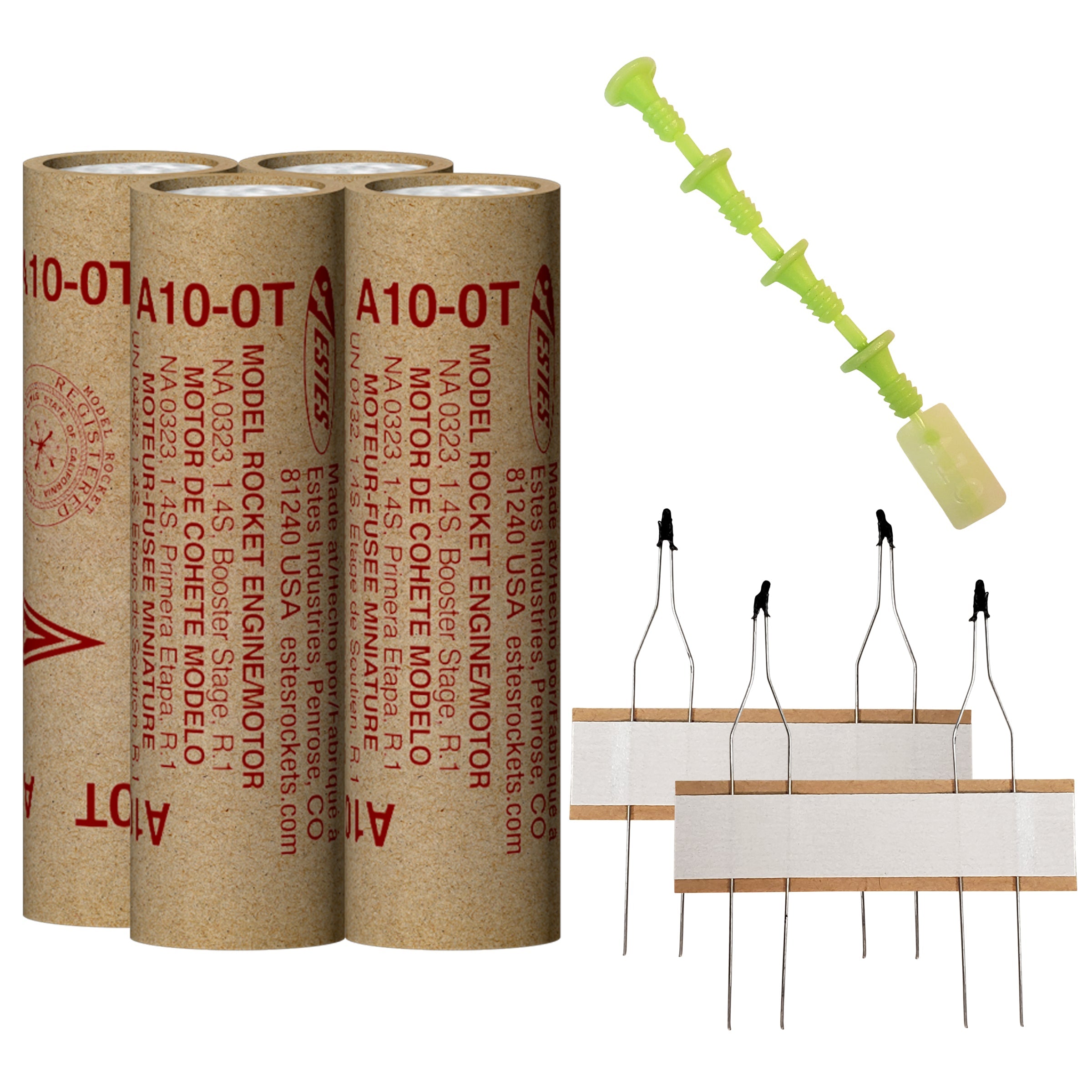 Estes A10-0T Model Rocket Engines with Plugs and Ignitors