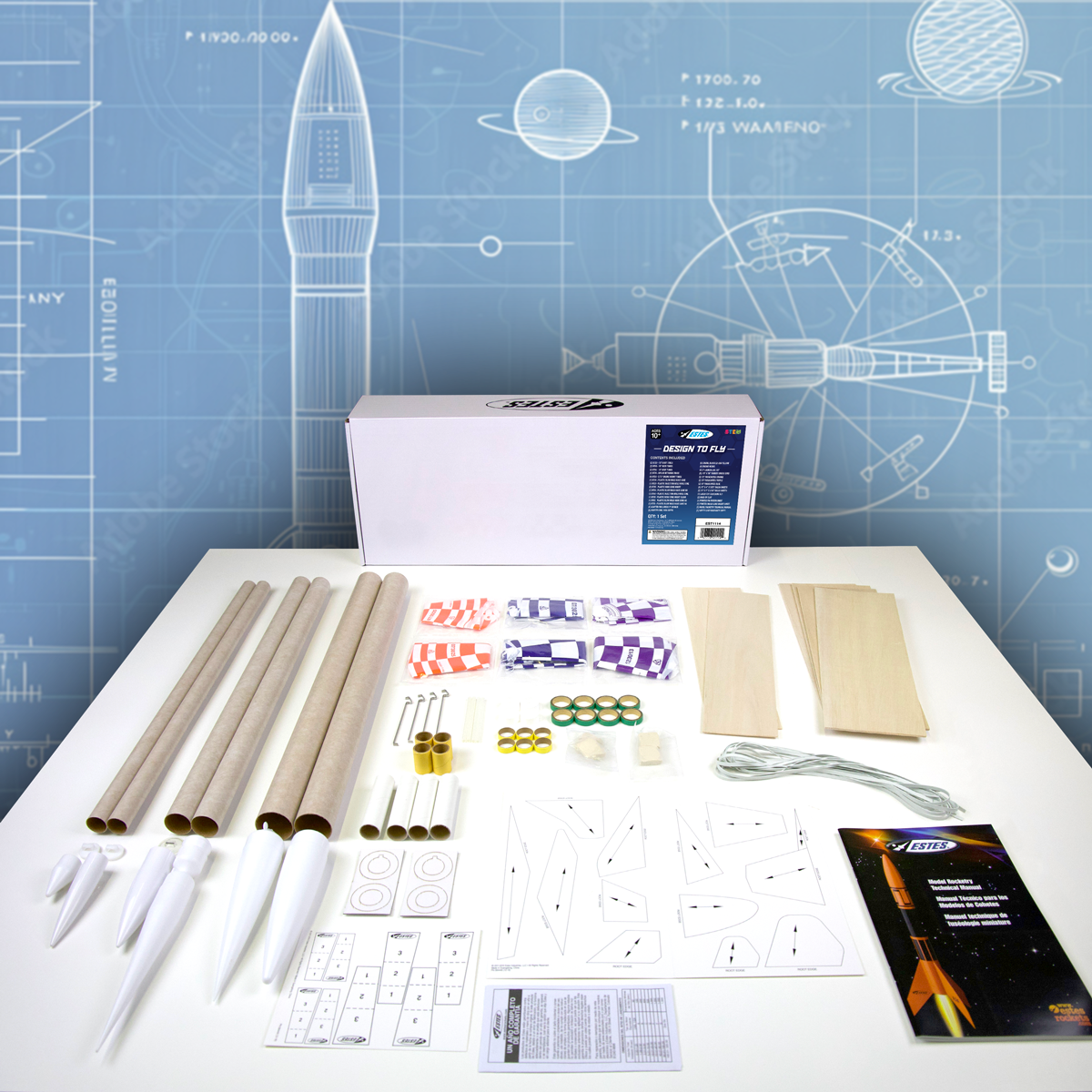 Estes Design to Fly Builder Kit  for making custom model rockets in STEM Education