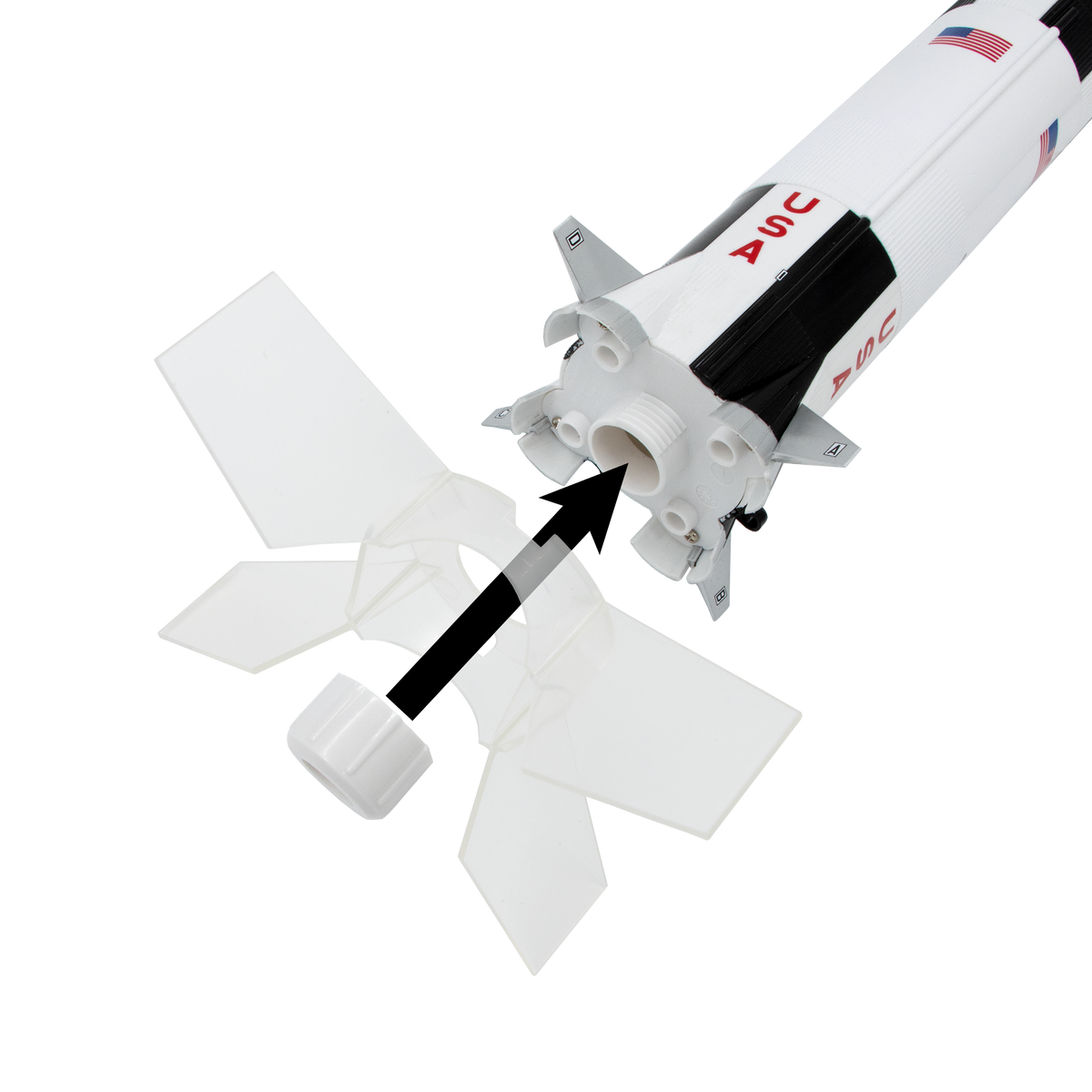 Estes Saturn V Flying Model Rocket Clear Tail Fins