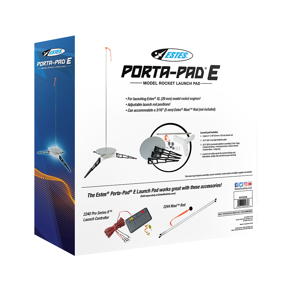 Estes Porta-Pad E Model Rocket Launch Pad Package - Back
