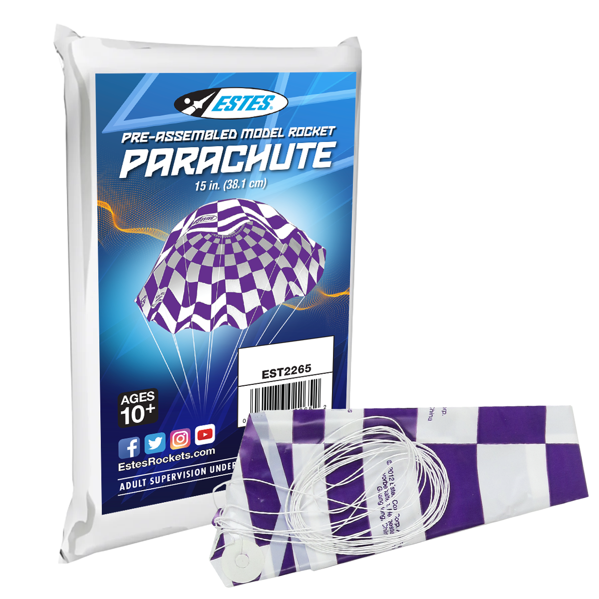 Estes 15 Inch Printed Parachute for Model Rockets