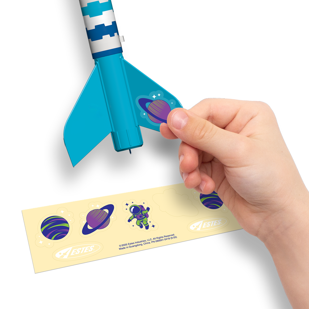 Decorating the Astro Assembler model rocket with the included decals